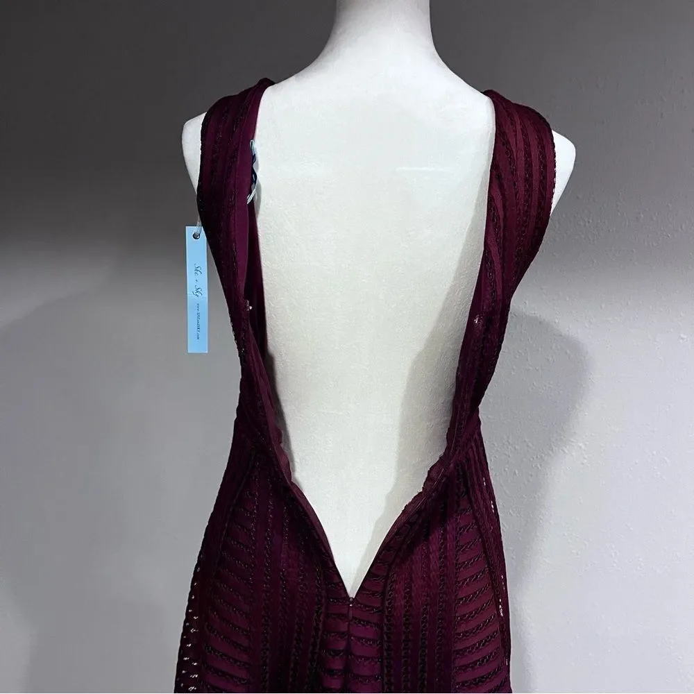 She + Sky Plum Textured Fit-and-Flare Mini Dress